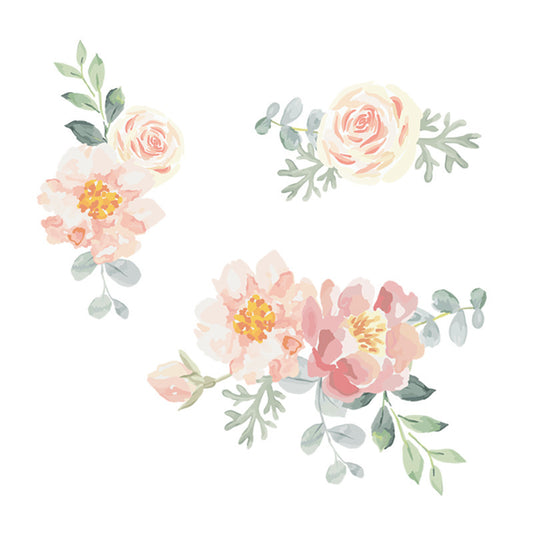 Decoratie Muurstickers Girly Heart Pink Watercolor Plant Flowers
