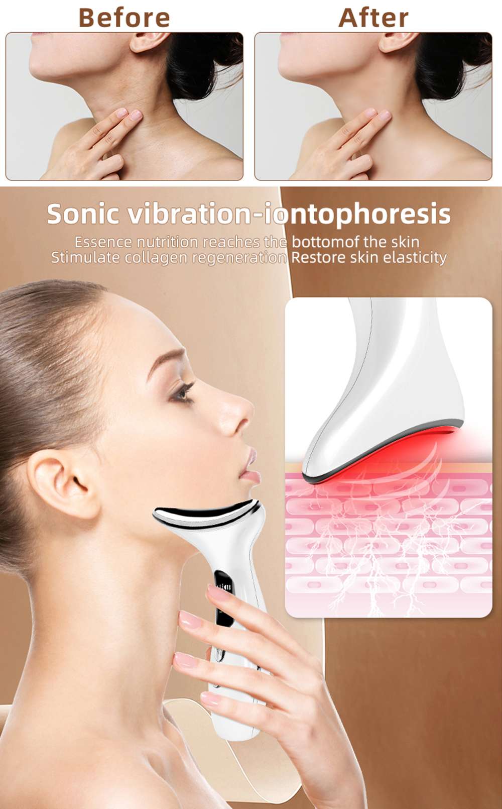 7-Kleuren LED Gezichts- en Nekmassager | Anti-Aging Beauty Device