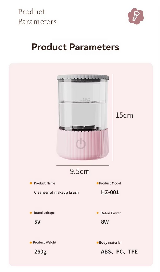 Elektrische Make-up Borstel Reiniger – USB Oplaadbaar met Deep Rinsing, Soft Spin Dry en Blue Light Desinfectie