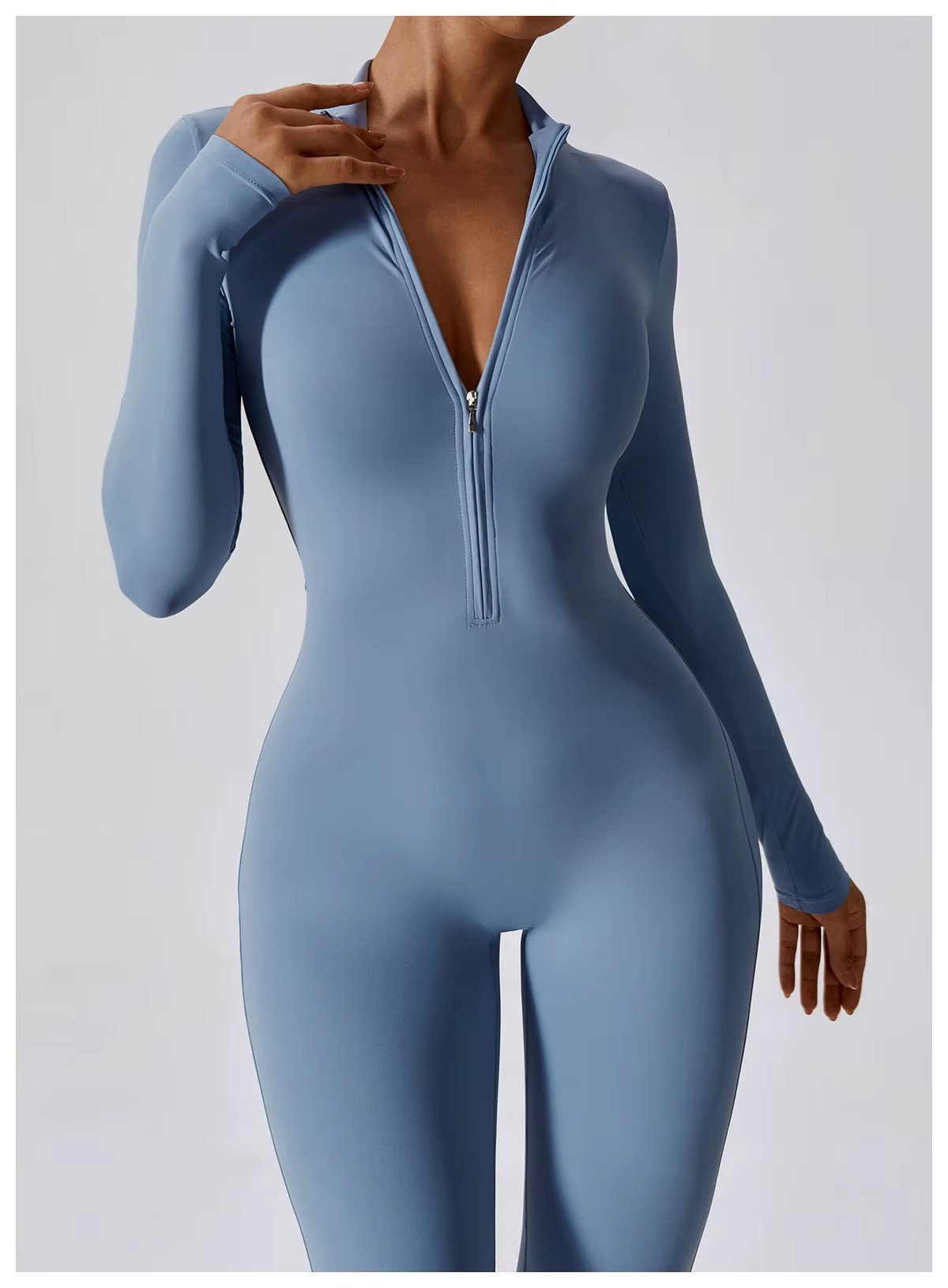 Yoga-Boilersuit Jumpsuits Met Lange Mouwen en Ritssluiting