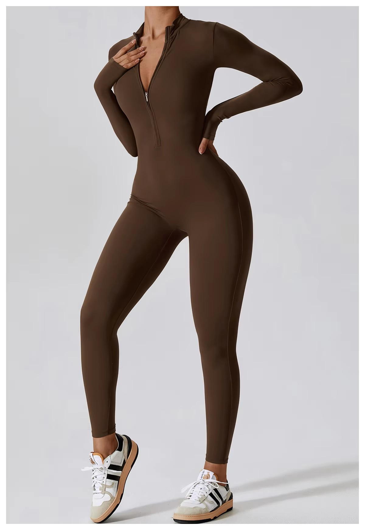 Yoga-Boilersuit Jumpsuits Met Lange Mouwen en Ritssluiting