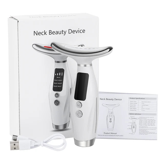 7-Kleuren LED Gezichts- en Nekmassager | Anti-Aging Beauty Device