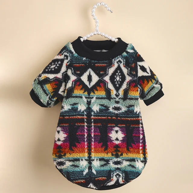 Bohemian Winter Hoodie voor Kleine Honden – Warm en Stijlvol