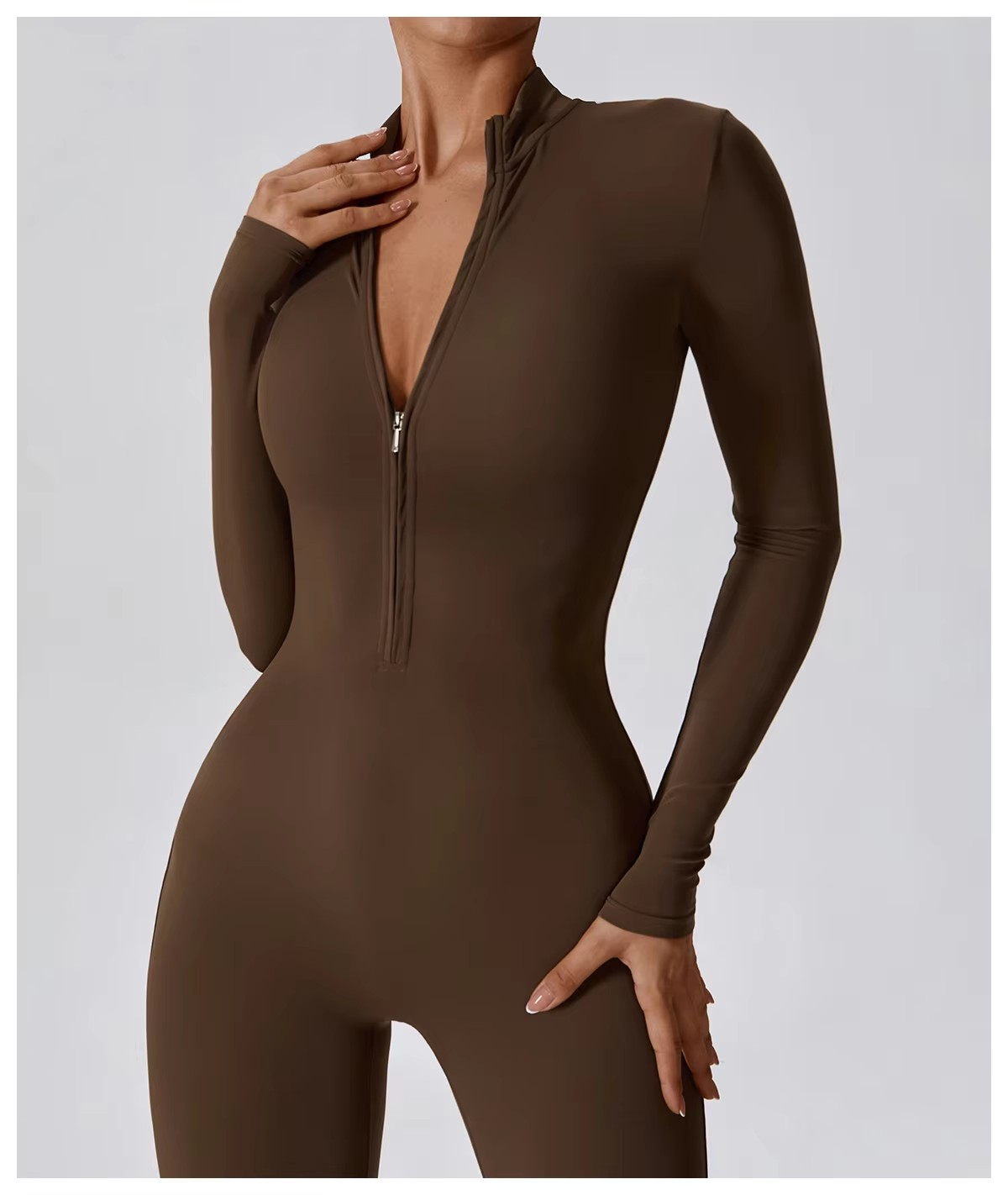 Yoga-Boilersuit Jumpsuits Met Lange Mouwen en Ritssluiting