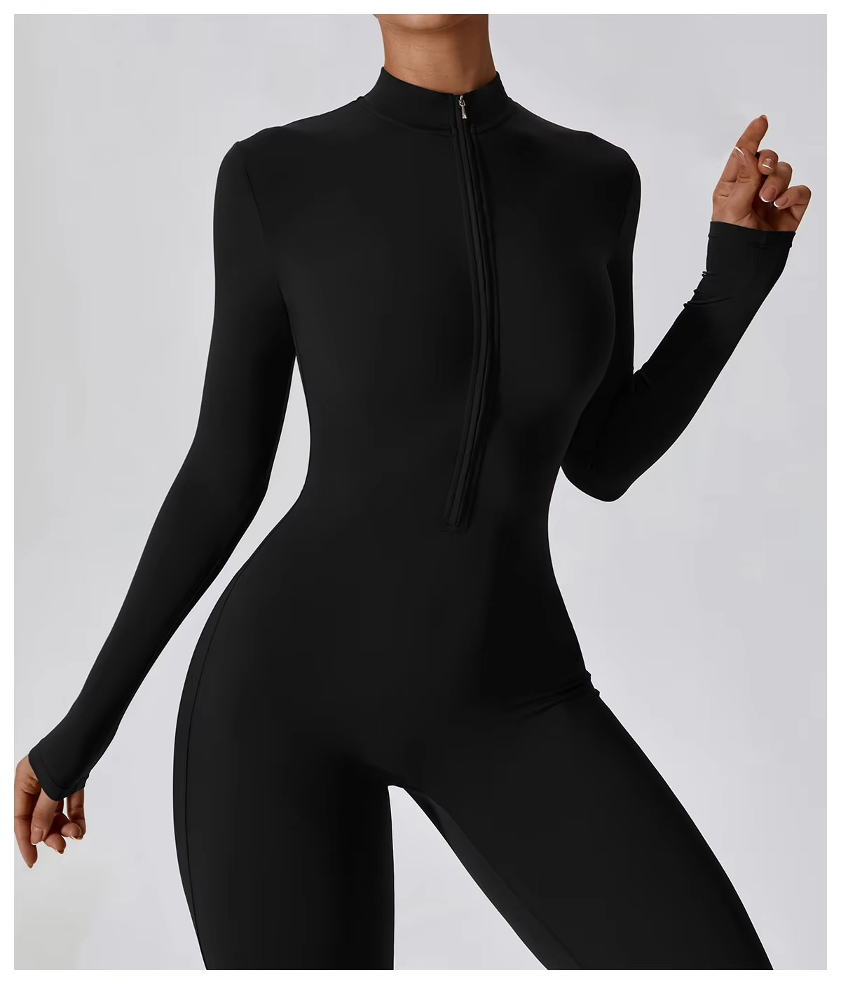 Yoga-Boilersuit Jumpsuits Met Lange Mouwen en Ritssluiting