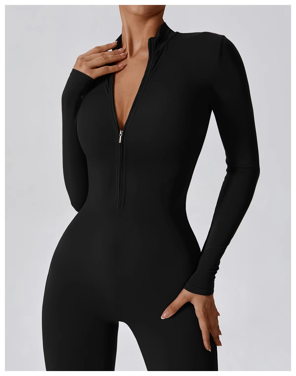 Yoga-Boilersuit Jumpsuits Met Lange Mouwen en Ritssluiting
