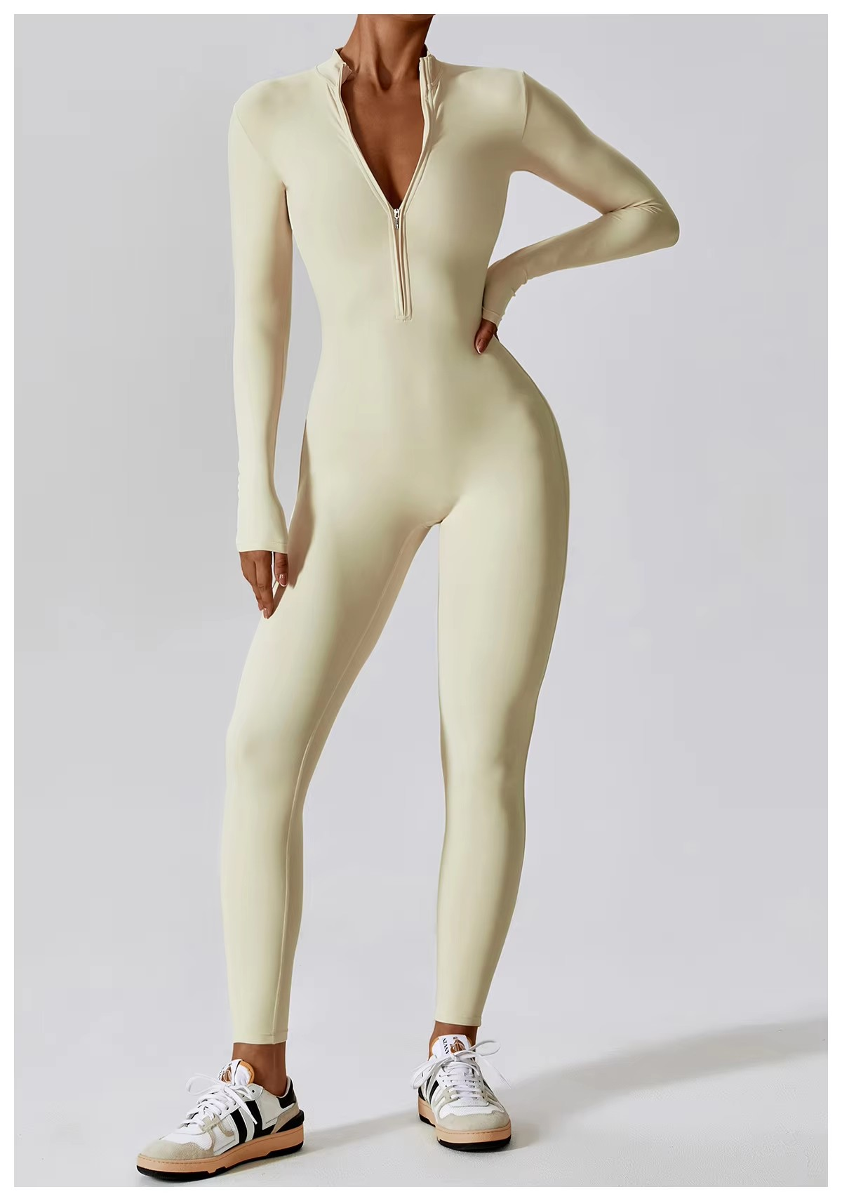 Yoga-Boilersuit Jumpsuits Met Lange Mouwen en Ritssluiting