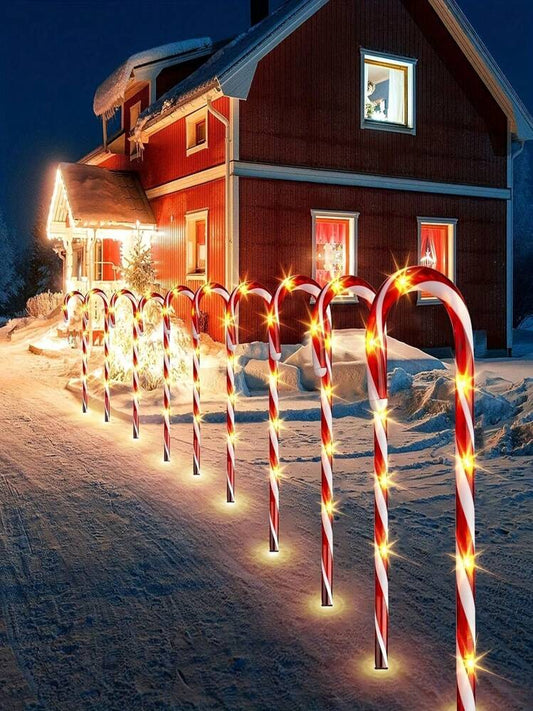 5 stks/set Zonne-energie Kerst Candy Cane Pathway Markers Outdoor