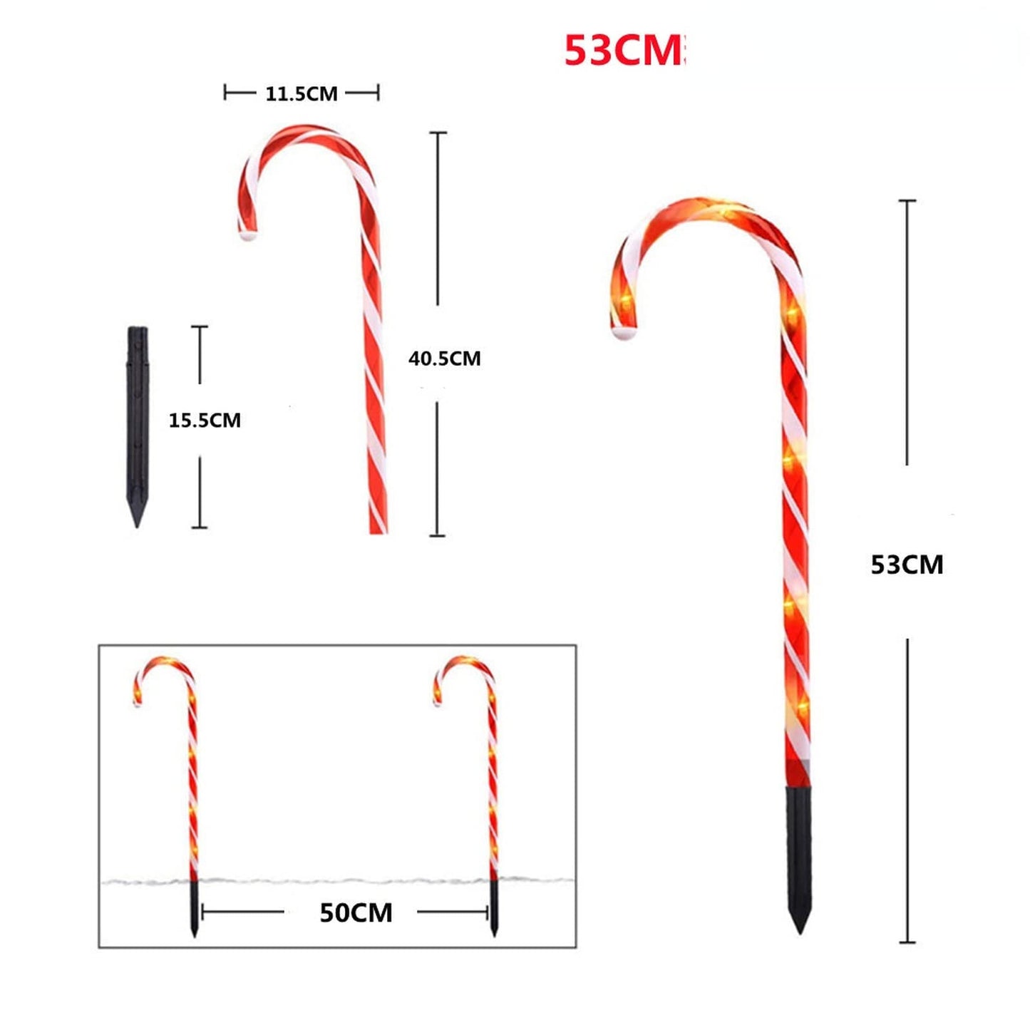 5 stks/set Zonne-energie Kerst Candy Cane Pathway Markers Outdoor