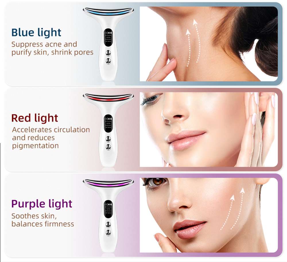 7-Kleuren LED Gezichts- en Nekmassager | Anti-Aging Beauty Device
