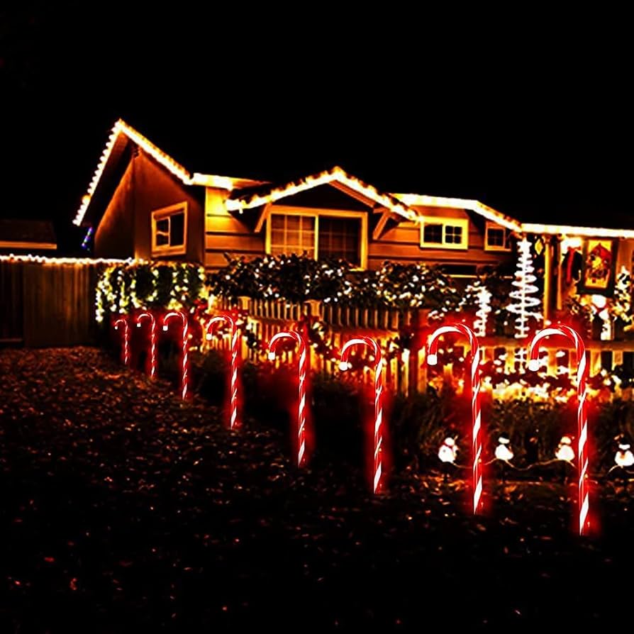 5 stks/set Zonne-energie Kerst Candy Cane Pathway Markers Outdoor
