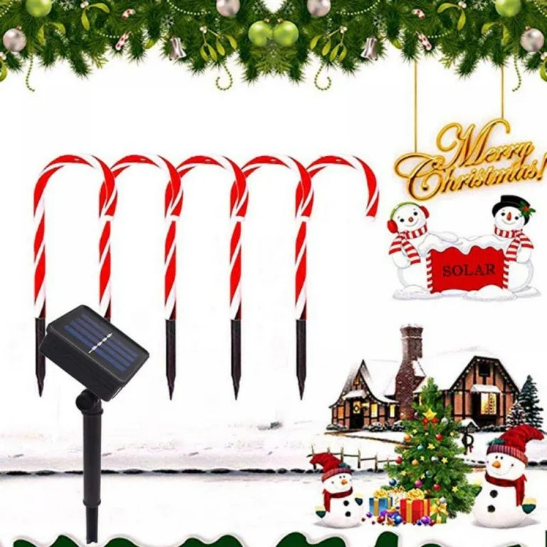 5 stks/set Zonne-energie Kerst Candy Cane Pathway Markers Outdoor