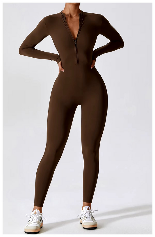 Yoga-Boilersuit Jumpsuits Met Lange Mouwen en Ritssluiting